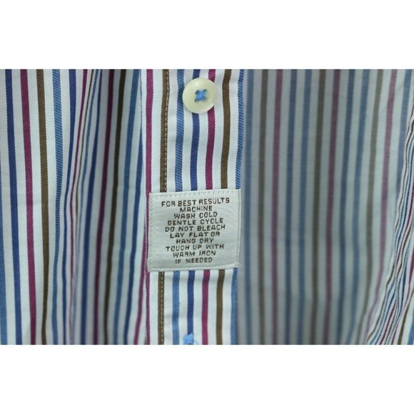PETER MILLAR MENS MULTI COLOR STRIPED LONG SLEEVE BUTTON DOWN COLLARED SHIRT M - Picture 5 of 10